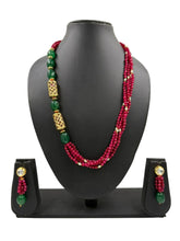 Side-Pattern Pink Jade Beaded Necklace Set - Elegant Festive Beaded Jewellery